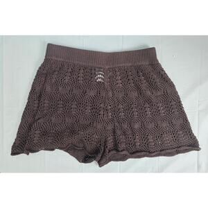 Princess Polly Cover Up Shorts‎ Open knit crochet Brown Size 6